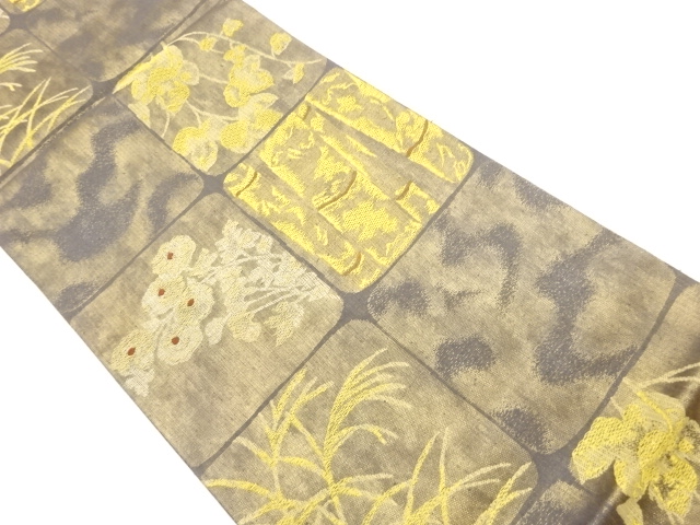JAPANESE FUKURO OBI / WOVEN FLORAL PLANTS